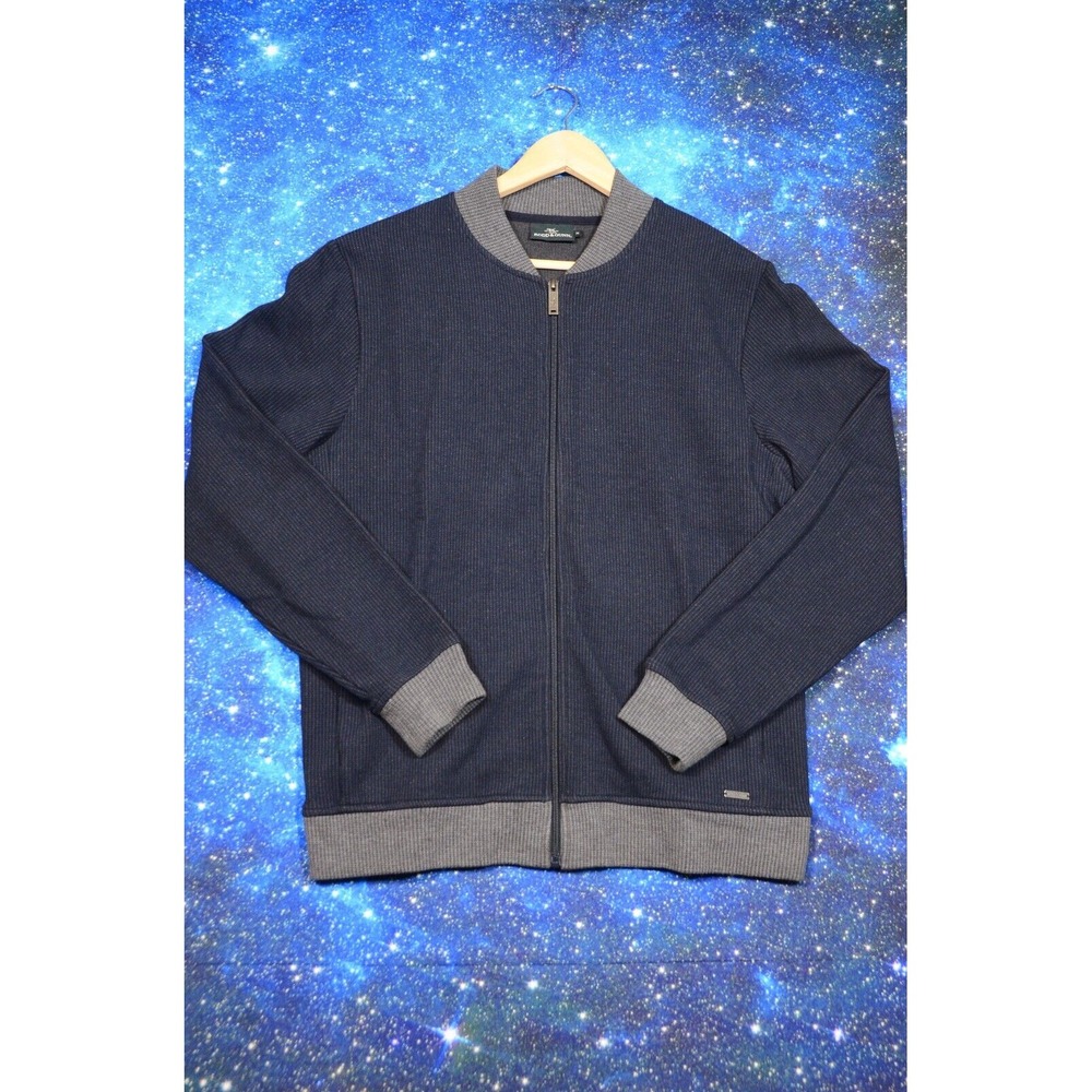 Rodd & Gunn Men's Bomber Jacket‎ M Blue Gray Cotton Stretch Long Sleeve Full Zip